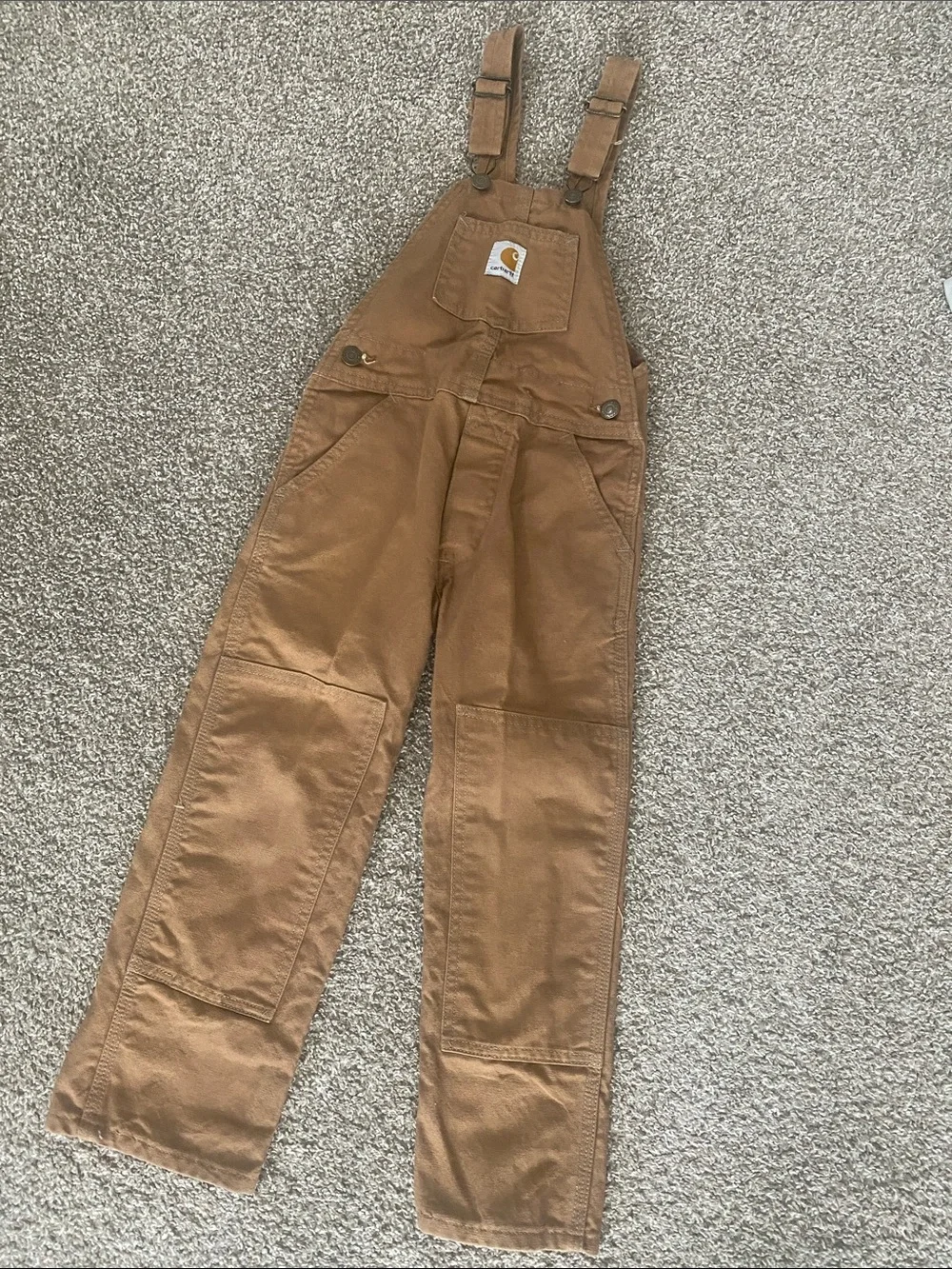 Carhartt NEW vintage, classic brown duck double-knee unlined bib overall size 5